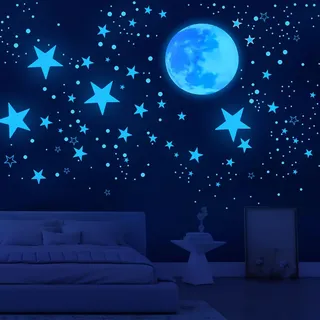 Noa Home Deco Leuchtsterne Kinderzimmer Leuchtsterne Selbstklebend 629 Stück Sternenhimmel Aufkleber Kinderzimmer Deko Sternenhimmel Junge Wandsticker Selbstklebend Mädchen Babyzimmer Deko, Blau