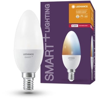 LEDVANCE Smart+ Lampe mit ZigBee Technologie, 5W, 40W-Ersatz, Sockel E14, Lichtfarbe Tunable White, 470lm, 4er Pack