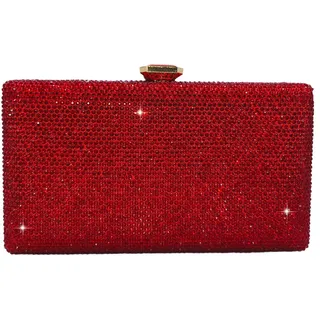 Boutique De FGG Kristall Clutch Tasche Damen für Hochzeit Abendtasche Strasssteine Party Kristallene Handtasche Braut-Geldbörse, Mini, Rot