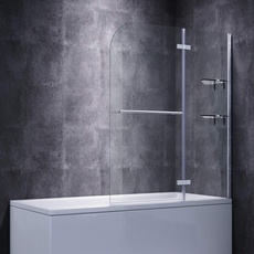 SONNI Duschwand für badewanne 120x140cm (BxH) mit Handtuchhalter + Eckregal,Duschwand Badewannenaufsatz, Duschtrennwand