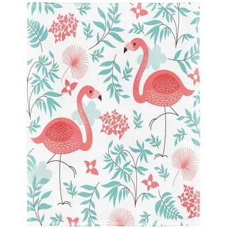 YISUMEI Bedruckte Kuscheldecke Blumen Rosa Flamingo Decke Flauschig Weich Fleecedecke 125x200 cm
