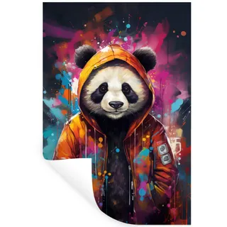 MuchoWow Wandtattoo Panda - Jacke - Graffiti - Orange 40x60 cm , Kunststoff , 40x60x0.1 cm , Tapeten & Wandverkleidungen, Wandtattoos & Sticker