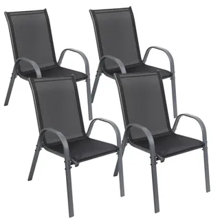 Albatros Gartenstuhl Kuba stapelbar, 4er Set , Anthrazit , Metall , 54x84x64 cm , Gartenmöbel, Gartensessel, Gartenstühle
