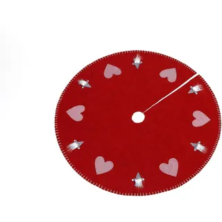 Weihnachtsbaumrock - Weihnachtsbaumdecke - 100 x 100 cm - rot-weiß karierte Herzen und die grauen Wichtel - Rot