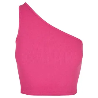 URBAN CLASSICS Ladies Cropped Asymmetric Top in Pink, Größe L