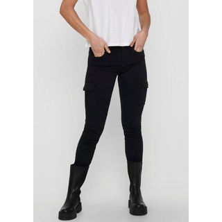 Only Cargohose Skinny Fit ONLMissouri Reg ANK Cargo PNT Noos mit Stretchsäumen, Gr. 42 (XL) - Länge 30, black, - 36814731-42 Länge 30