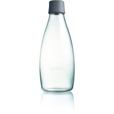 Retap ApS Wiederverwendbare Wasserflasche mit Verschluss - 0,8 Liter, Deckelfarbe:Grau