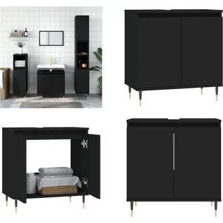 vidaXL Badschrank Schwarz 58x33x60 cm Holzwerkstoff - Badezimmerschrank - Badezimmerschränke - Schrank - Schrank Bad - Schwarz