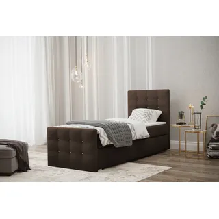 Kaiser Möbel Boxspringbett mit bettkasten matratze topper AMOR stoff Cosmic Rechts Braun 90 cm x 200 cm - Bronze