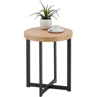 Xora Beistelltisch , Schwarz, Eichefarben , Metall, Holzwerkstoff , rund , X-Form , 40x50x40 cm , Bsci , einfacher Aufbau , Wohnzimmer, Wohnzimmertische, Beistelltische, Beistelltische Metall
