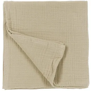 Meyco Home Uni Decke, pre-Washed Musselin (aus 100% vorgewaschener, hydrophiler Baumwolle, absorbiert Feuchtigkeit, atmungsaktives und weiches Material, Größe: 140 x 200 cm), Sand