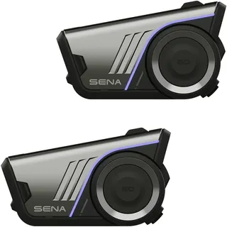 Sena 60S Motorrad-Kommunikationssystem Mesh 3.0, Wave, Bluetooth Intercom, IPX7 wasserdicht, 24 Std. Akku, 2 km Reichweite, Sound von Harman Kardon 2. Generation Helm-Kommunikationssystem, Doppelpack