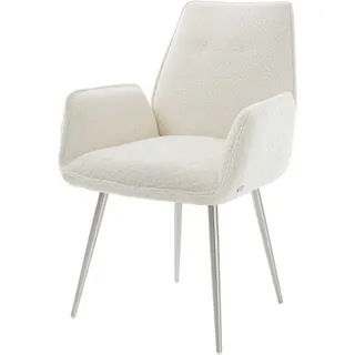 DeLife Esszimmerstuhl Zoa-Flex Bouclé Weiß 4-Fuß konisch Edelstahl