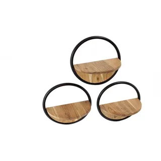 Kawola Wandregal Ruwy 3ER SET Holz Akazie , Naturfarben , 35x35x17 cm , Wohnzimmer, Regale, Wandregale