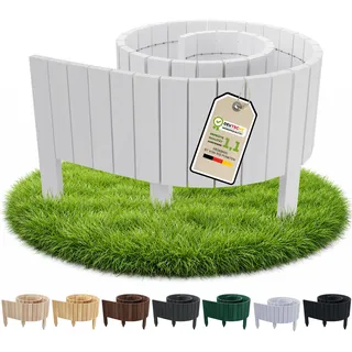 Floranica Beetumrandung Beeteinfassung 30 x 200 cm Weiß Rasenkante Holz Gartenzaun Holzzaun flexibler Rollborder - Weiß