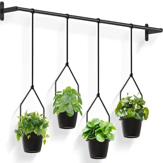 Bomclap Hängeblumentopf, Blumenampel mit 4 Melamin Blumentopf, Wandvase für Wand-und Deckenanbrinung, Moderne Hängend Blumenampel