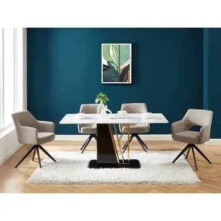 Bürostuhl Drehstuhl mit Armlehnen 2er-Set - Stoff & Metall - Taupe - KONYA