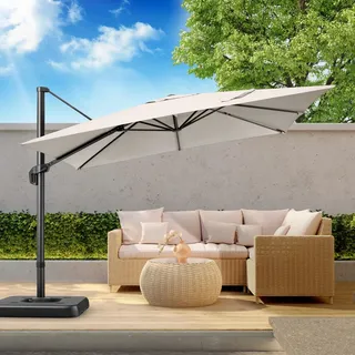 Schwebender Sonnenschirm - Sonnenschirme für Terrassen - Verstellbarer Sonnenschirm - Sonnenschirm aus Aluminium - 3 x 3 Meter - 360° schwenkbar