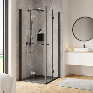 Schulte Eckeinstieg mit Drehfalttür 90 x 90 x 200 cm Garant 2.0 mattschwarz
