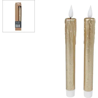 Kein Feuer Kerze LED-Fernbedienung Gold Set 2 | 2 Stk - Gold