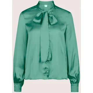 Langarmbluse MADELEINE "Bluse Satinbluse mit Schluppe", Damen, Gr. 42, grün (pfefferminz), Obermaterial: 100% Polyester PES., Modern, normal, Blusen Langarmbluse