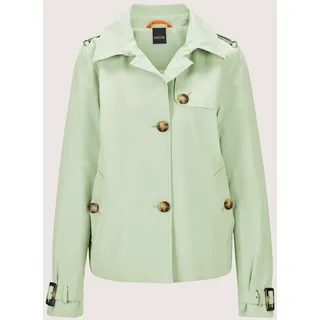Trenchcoat MADELEINE "Kurzjacke Verkürzte Trenchjacke mit Taschen", Damen, Gr. 38, grün (hellsalbeigrün), Obermaterial: 85% Polyester PES. 15% Baumwolle CO., Modern, Mäntel Trenchcoat