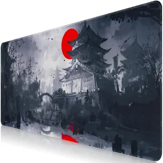 Sevenpers Mousepad,XXL Japanische Kunst Mauspads,Überdimensionales rutschfeste Gummimatten Gaming-Mauspads,Waschbares Mauspad für PC,Maus und Tastatur 1200x600mm,Grau
