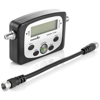 Poppstar Digital Satfinder (digitales Sat Finder Messgerät für Satellitenschüssel, exaktes Ausrichten/Justieren) inkl. 19,5 cm Koaxialkabel