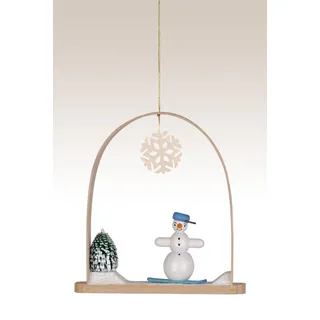 Baumbehang Schneemann auf Snowboard im Bogen bunt Höhe=13cm NEU Christbaum