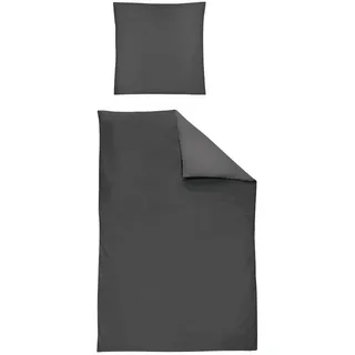 IRISETTE Premium Satin Bettwäsche Grau 135 x 200 cm + 40 x 80 cm