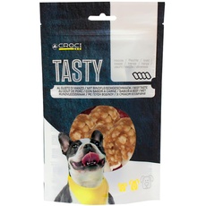 Croci Tasty Hundesnack aus Huhn und Reis, wiederverschließbare Packung, Kausnack, Belohnung, Proteinprämie, kalorienarm, 80 g