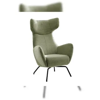 KAWOLA Sessel LOTTE Ohrensessel Cord olivgrün