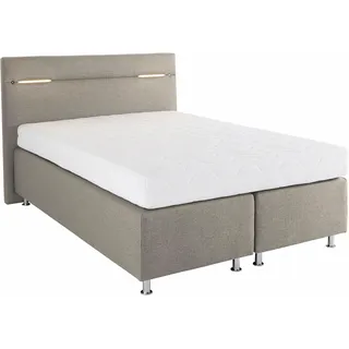 Westfalia Schlafkomfort Boxspringbett, wahlweise mit LED-Beleuchtung, beige