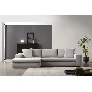 Home Affaire Ecksofa HOME AFFAIRE "SLEETLAND XXL in Samtvelours oder Vintage-Leder-Optik, L-Form", silber, B:325cm H:72cm T:167cm, Sofas, Ecksofa, besonders groß und bequem