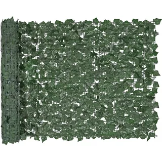 Efeu-Sichtschutzzaun, 1 x 2,5 m künstliche grüne Wandverkleidung, grüner Efeuzaun mit verstärkten Verbindungsstellen, künstliche Hecken mit Weinblättern als Dekoration für den Garten, den Hof, den Balkon und die Terrasse - Grün