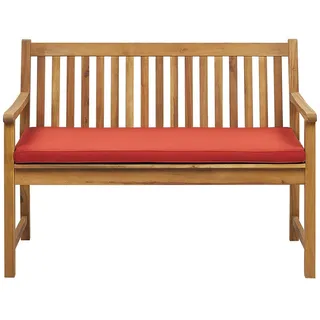 Beliani Gartenbank zertifiziertes Holz hellbraun Auflage terracotta 120 cm Vivara , 120x88x61 cm , Gartenmöbel, Gartenbänke