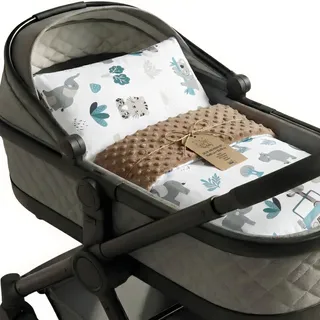 Totsy Baby Babydecke Kuscheldecke Baby Decke Winterdecke mit Plüschstoff 75x60 cm + Kissen 35x30 cm - Kinderdecke Blanket Babydecken Kinderwagendecke und Erstausstattung für Neugeborene und Kinder Oeko-Tex