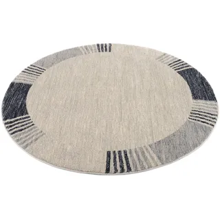 OCI DIE TEPPICHMARKE Teppich "CASTLE FLORA, auch als Läufer und Rund" rund 20 mm Höhe dichter Frisé Kurzflor, farbiger Bordüre, Wohnzimmer, Schlafzimmer, grau, blau