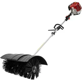 52CC 2-Takt Benzin Motorbesen, Benzin Kehrmaschine Schneeschieber mit Nylon-Bürstenkopf Gebogener Griff für Einfahrten, Rasenflächen, Gehwegen - Schwarz