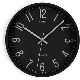 Versa Raven leise und dekorative Wanduhr, für Küche, Wohnzimmer oder Esszimmer – gut lesbar, Maße (H x L x B) 30 x 4,3 x 30 cm, Polypropylen, schwarz