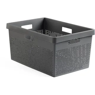 TATAY Wäschekorb Bohol, Kapazität 40L, Polypropylen, BPA-frei, 100% Recycelter Kunststoff, Anthrazitgrau. Maßnahmen 41 x 33 x 50 cm