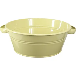 Dekoschale Metall Grüngelb Ø33,5cm Blumenschale Shabby-Chic Retro Design - Grün