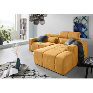 DOMO collection Ecksofa »Brandon kleine Ausführung B/T/H: 214/100/80 cm«, Mit Kopfteilverstellung, auch in Leder und Cord, L-Form orange