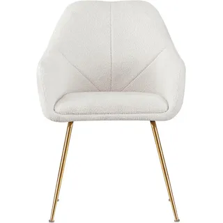 Livetastic Armlehnstuhl , Creme, Goldfarben , Metall, Textil , Rundrohr , 57x81.5x62.5 cm , Esszimmer, Stühle, Polsterstühle