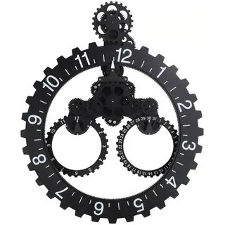 Mechanische Zahnraduhr, Große Hängende Zahnraduhr, Europäischer Stil Retro Wanduhr, Wanduhr mit Beweglichen Zahnrädern, Einseitige Zeiger Ziffernanzeige Große Rad Zahnuhr Getriebe Uhr für Wohnzimmer