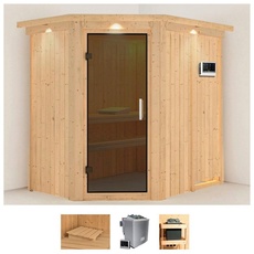 Bild von Sauna »Clara«, (Set), 9 KW-Bio-Ofen mit externer Steuerung beige