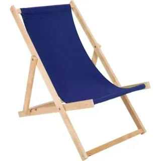 Liegestuhl blau klappbar aus Holz - Klappstuhl Klappliege Sonnenstuhl Strandstuhl Holzklappstuhl Sonnenstuhl Gartenliege - Blau