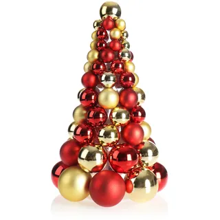 COM-FOUR® Künstlicher Weihnachtsbaum mit Christbaumkugeln - Geschmückter Tannenbaum für die Weihnachtsdekoration - Christbaum für die Deko zu Weihnachten - Rot