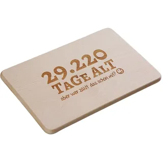 Frühstücksbrett zum 80. Geburtstag – 29.220 Tage alt ... aber wer zählt das schon mit? – Schneidebrett mit Gravur – witziges Holzbrett aus Buche – Geschenkidee für Männer & Frauen