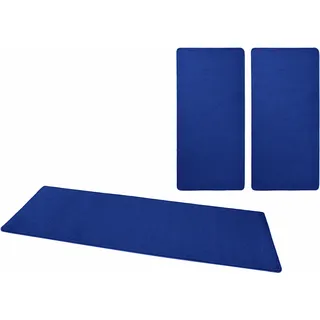 HANSE HOME Fancy 3-teilig – Bettvorleger, 3-teiliges Läufer-Set fürs Schlafzimmer Blau H:7mm, Obermaterial: 100% Polypropylen, Bettumrandung, Unifarben,